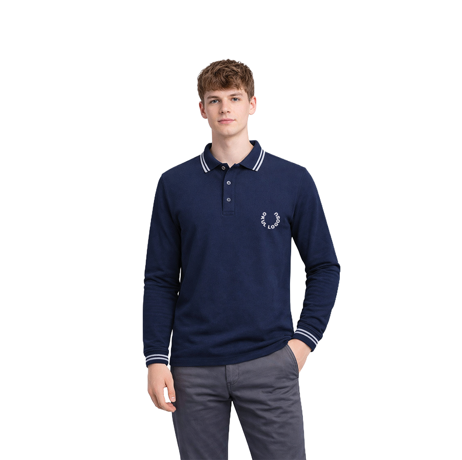 Lacivert Polo Yaka Uzun Kol Okul Üniforması