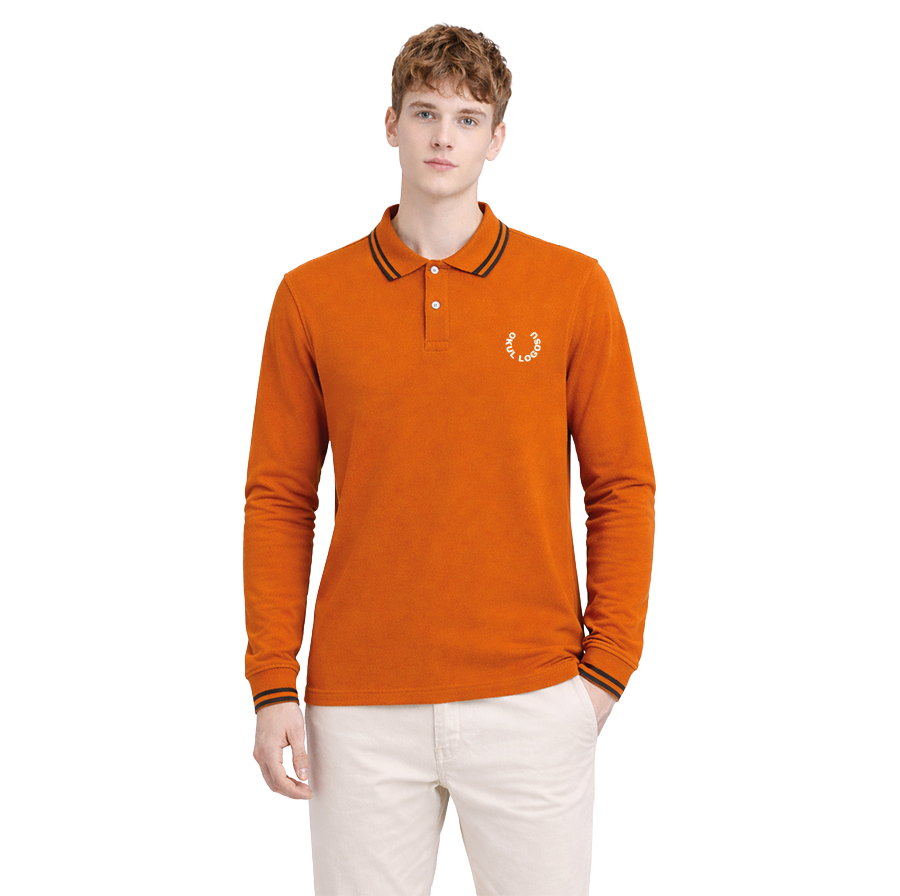 Selanik Kumaş Turuncu Renk Uzun Kol Polo Yaka Okul Üniforması