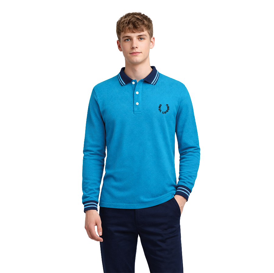 Turkuaz Polo Yaka Uzun Kol Okul Üniforması