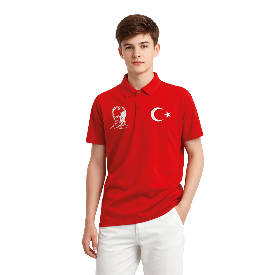 Premium Atatürk Portresi Baskılı Unisex Polo Yaka Tshirt