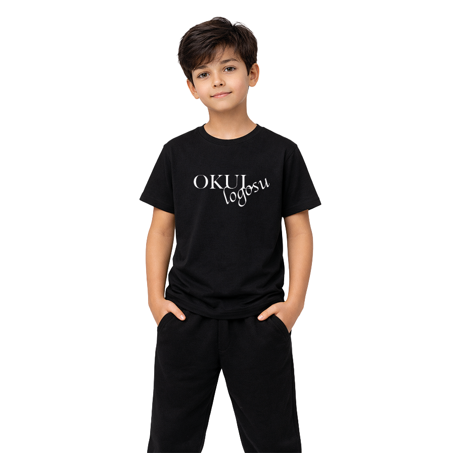 Bisiklet Yaka Siyah Basic Tshirt