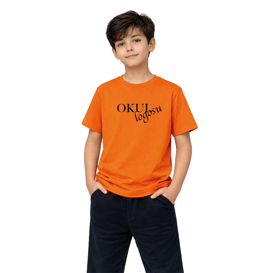 Bisiklet Yaka Turuncu Basic Tshirt