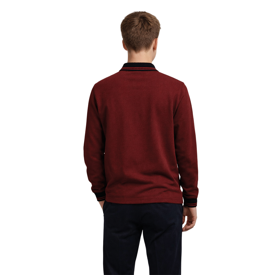 Bordo Polo Yaka Uzun Kol Okul Üniforması