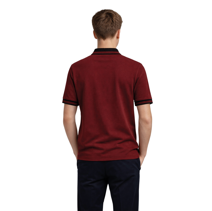 Bordo Polo Yaka Kısa Kol Okul Üniforması