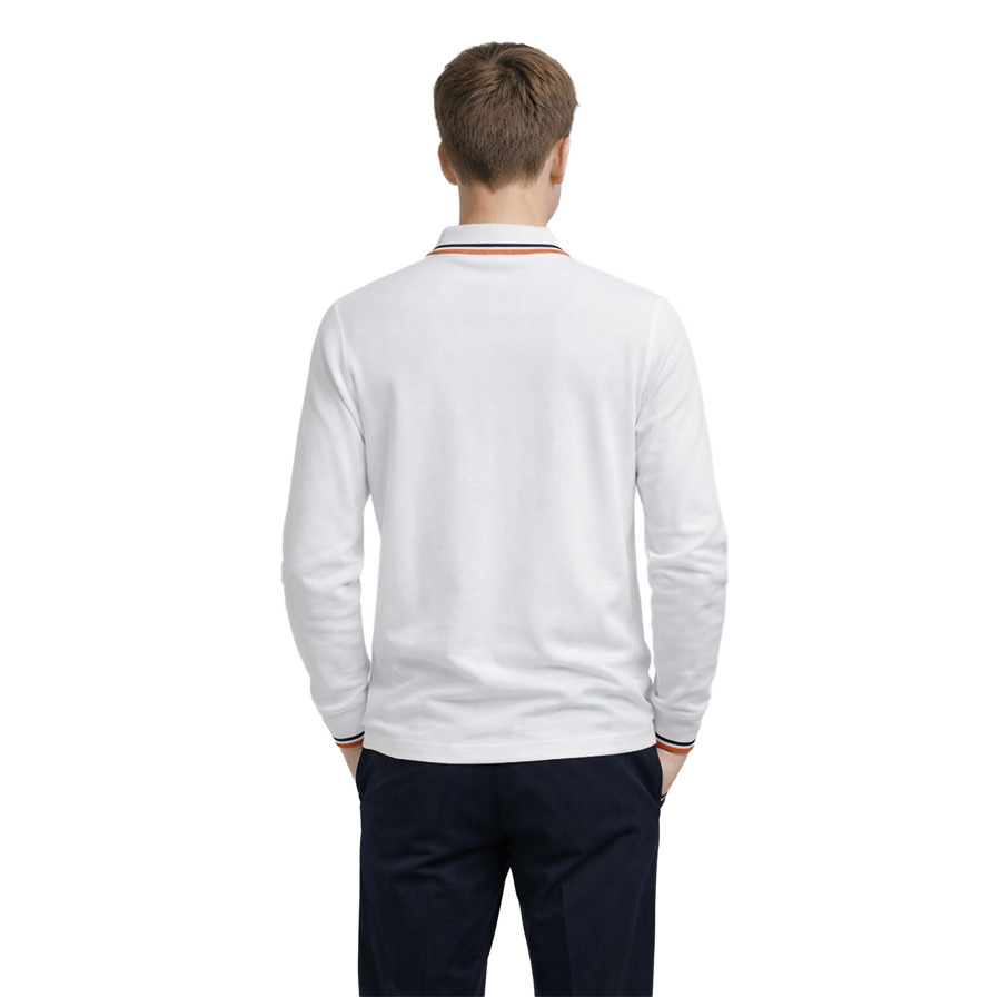 Beyaz Polo Yaka Uzun Kol Okul Üniforması