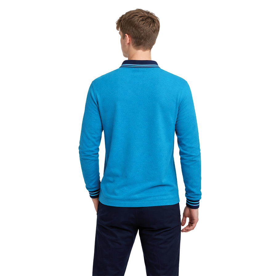 Selanik Kumaş Turkuaz Renk Uzun Kol Polo Yaka Okul Üniforması