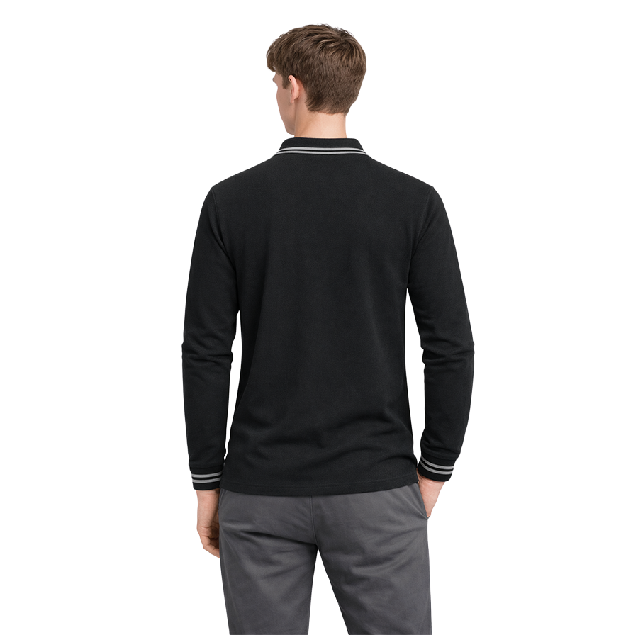 Siyah Polo Yaka Gri Çizgili Uzun Kol Okul Üniforması