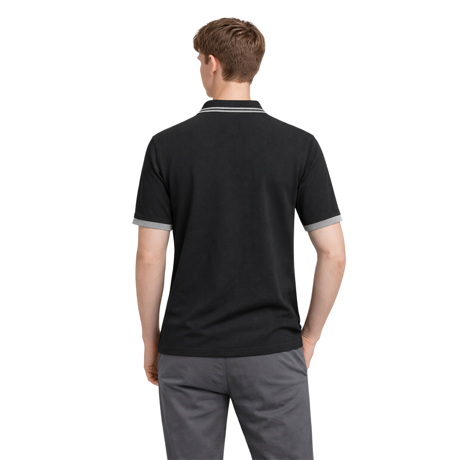 Siyah Polo Yaka Gri Çizgili Kısa Kol Okul Üniforması