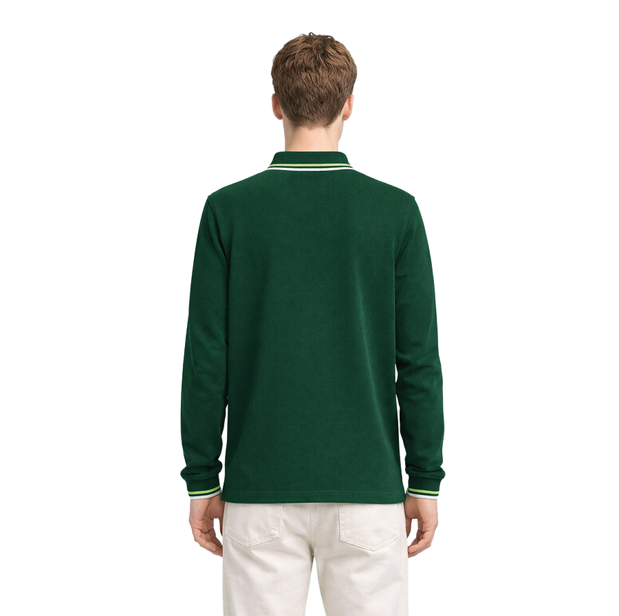 Selanik Kumaş Nefti Yeşil Uzun Kol Polo Yaka Okul Üniforması