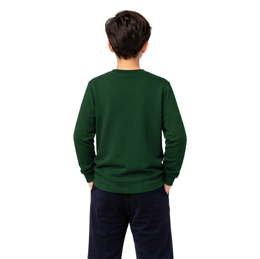 Bisiklet Yaka Nefti Yeşil Uzun Kol Basic Tshirt