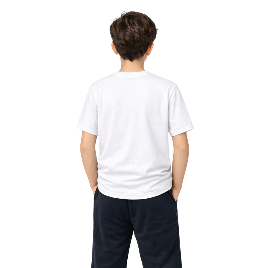 Bisiklet Yaka Beyaz Basic Tshirt