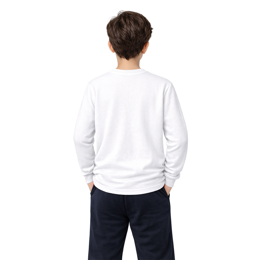 Bisiklet Yaka Beyaz Uzun Kol Basic Tshirt