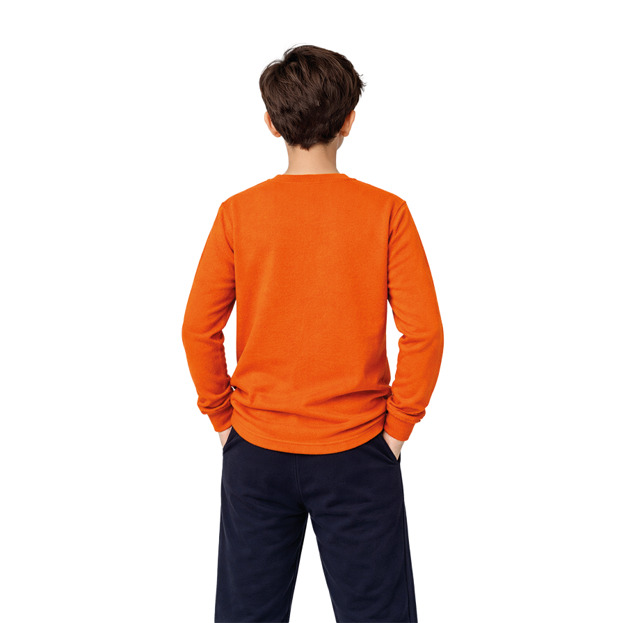 Selanik Kumaş Bisiklet Yaka Turuncu Uzun Kol Tshirt