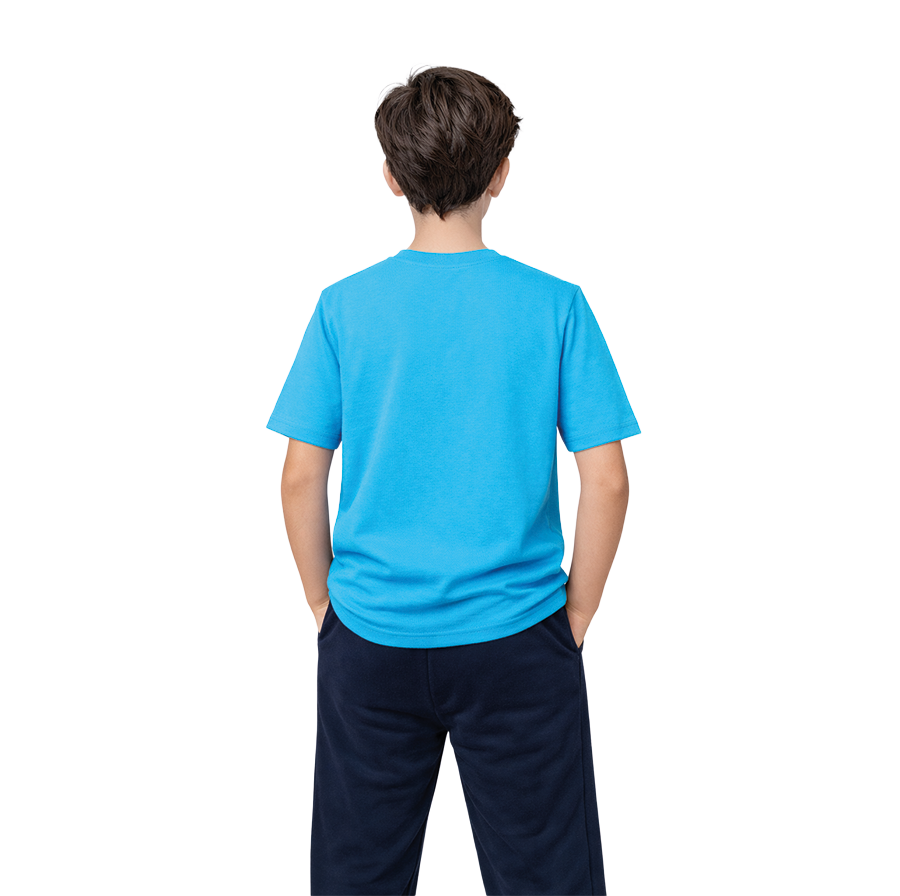 Bisiklet Yaka Turkuaz Basic Tshirt