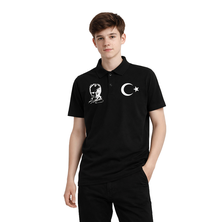 Premium Atatürk Portresi Baskılı Unisex Polo Yaka Tshirt