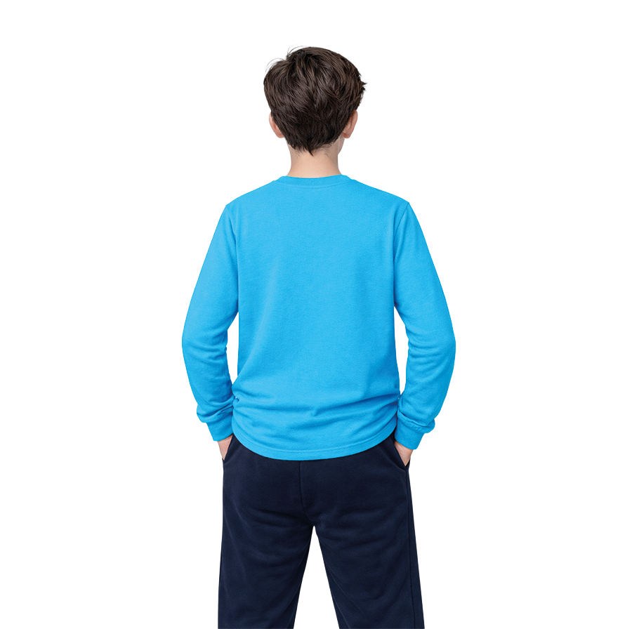 Bisiklet Yaka Turkuaz Uzun Kol Basic Tshirt