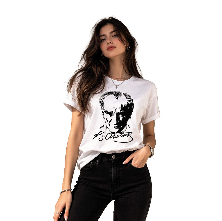Premium Atatürk Portresi Baskılı Unisex Tshirt