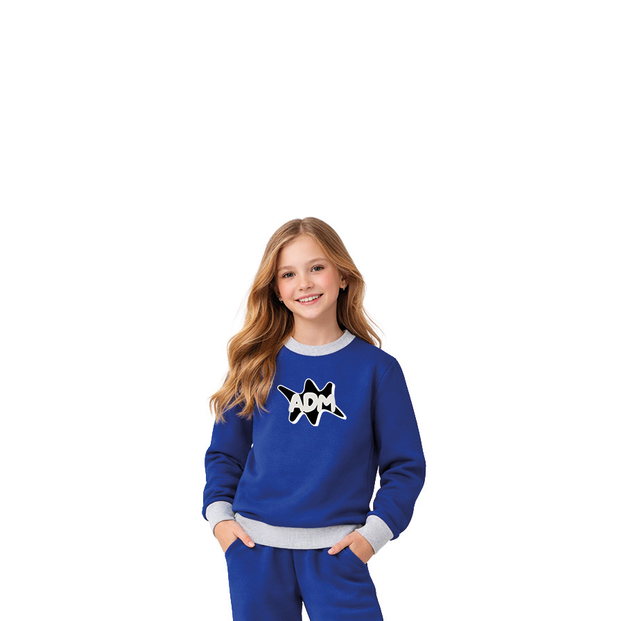 Premium Renkli Bisiklet Yaka Okul Sweatshirt