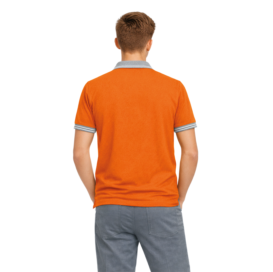 Turuncu Gri Polo Yaka Kısa Kol Okul Üniforması