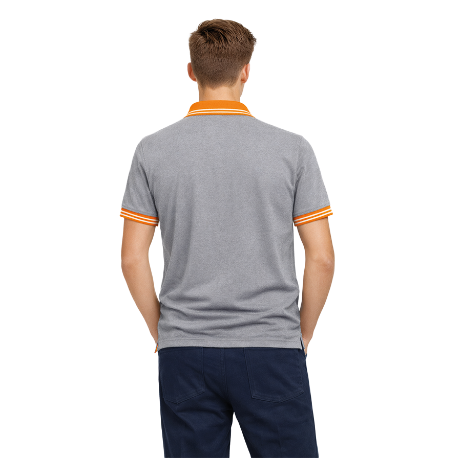 Gri Turuncu Kısa Kol Polo Yaka Tshirt