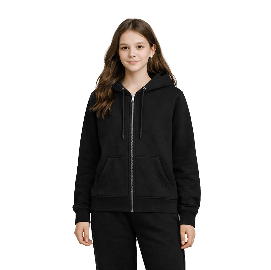 Düz Renk Fermuarlı 3 İplik Şardonlu Okul Hırkası