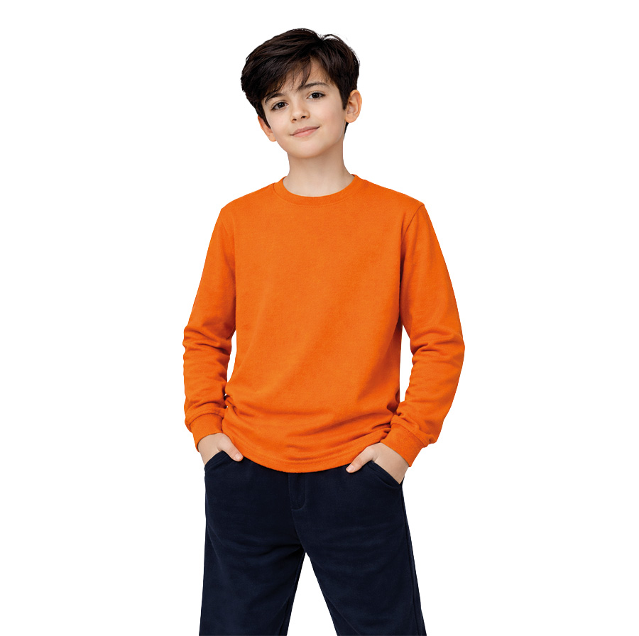 Bisiklet Yaka  Uzun Kollu Pamuklu Okul Tshirt