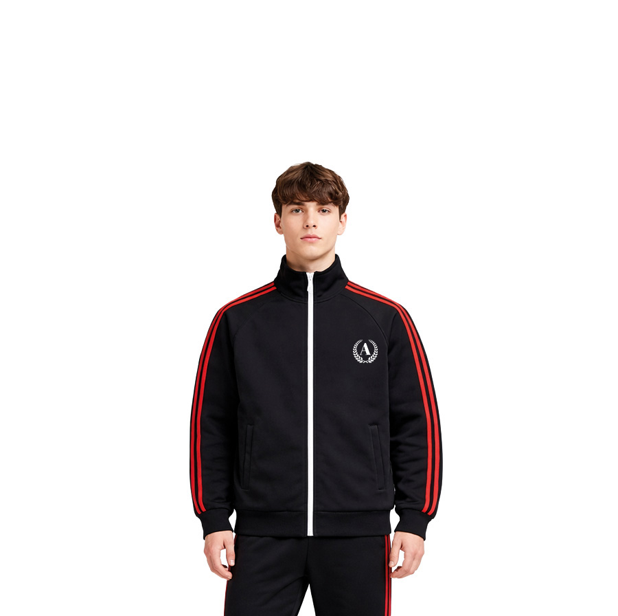 Fermuarlı Yan Çizgili Dik Yaka Okul Sweatshirt